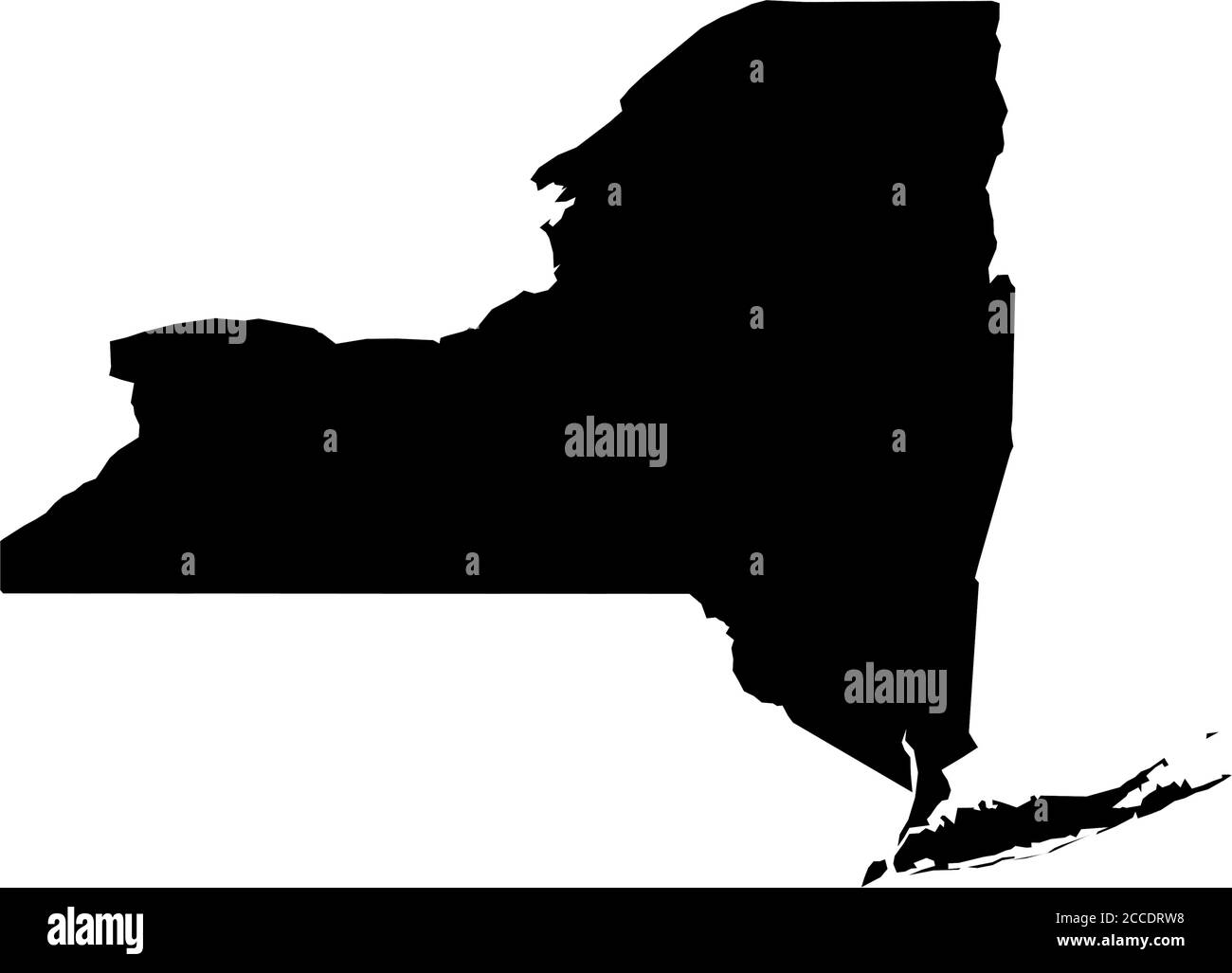 New York, stato degli Stati Uniti - mappa della zona di campagna con silhouette nera. Semplice illustrazione vettoriale piatta. Illustrazione Vettoriale
