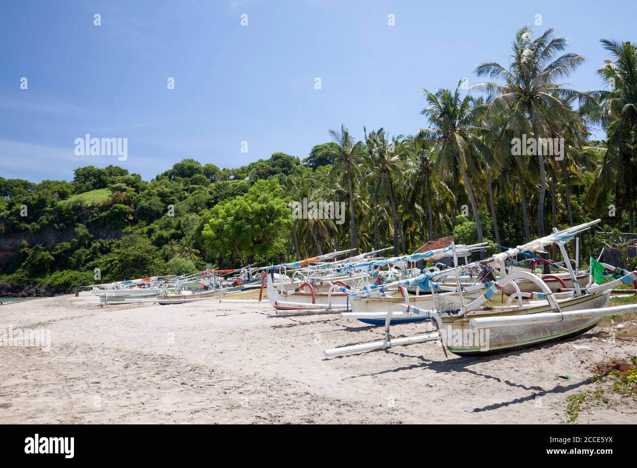 White Beach (Virgin Beach) vicino a Candi Dasa, Bali Foto Stock