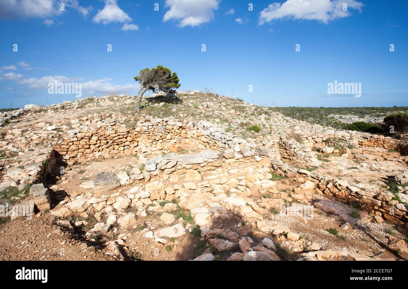 Insediamento preistorico, es Canutells de Caparrot de forma, Minorca Foto Stock