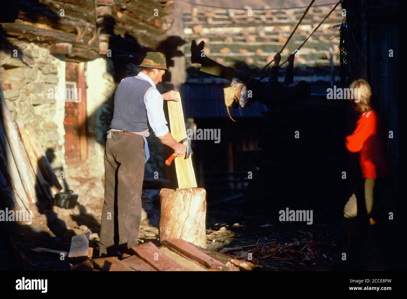 Italia, Trentino-Alto Adige, Alto Adige, Alto Adige, Vinschgau, dalla vecchiaia, contadini in Alto Adige, Vinschgau, Naturnser Sonnenberg, Schn Foto Stock