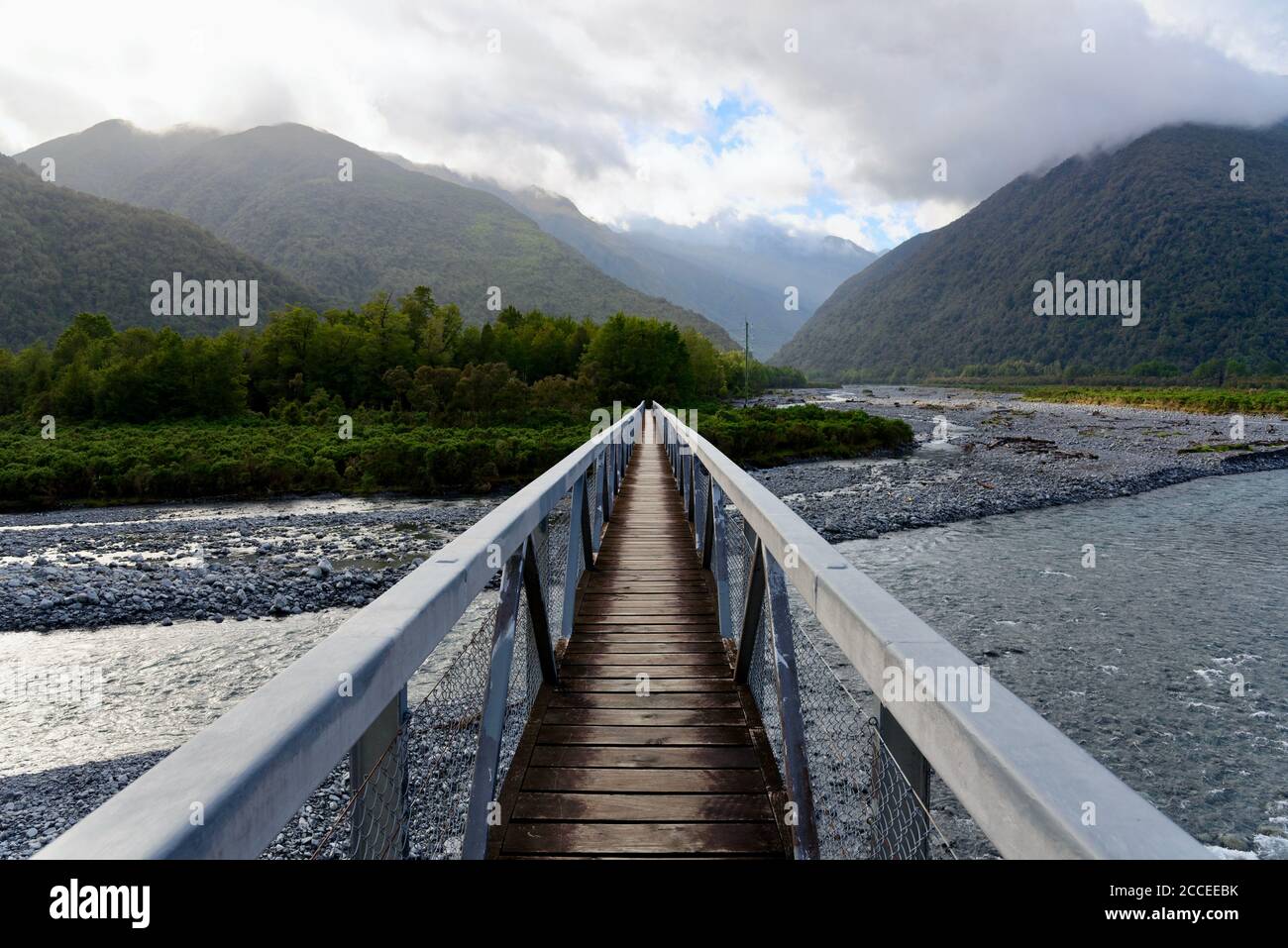 Ponte Deception lungo la Great Alpine Highway vicino Arthurs Pass, Nuova Zelanda Foto Stock