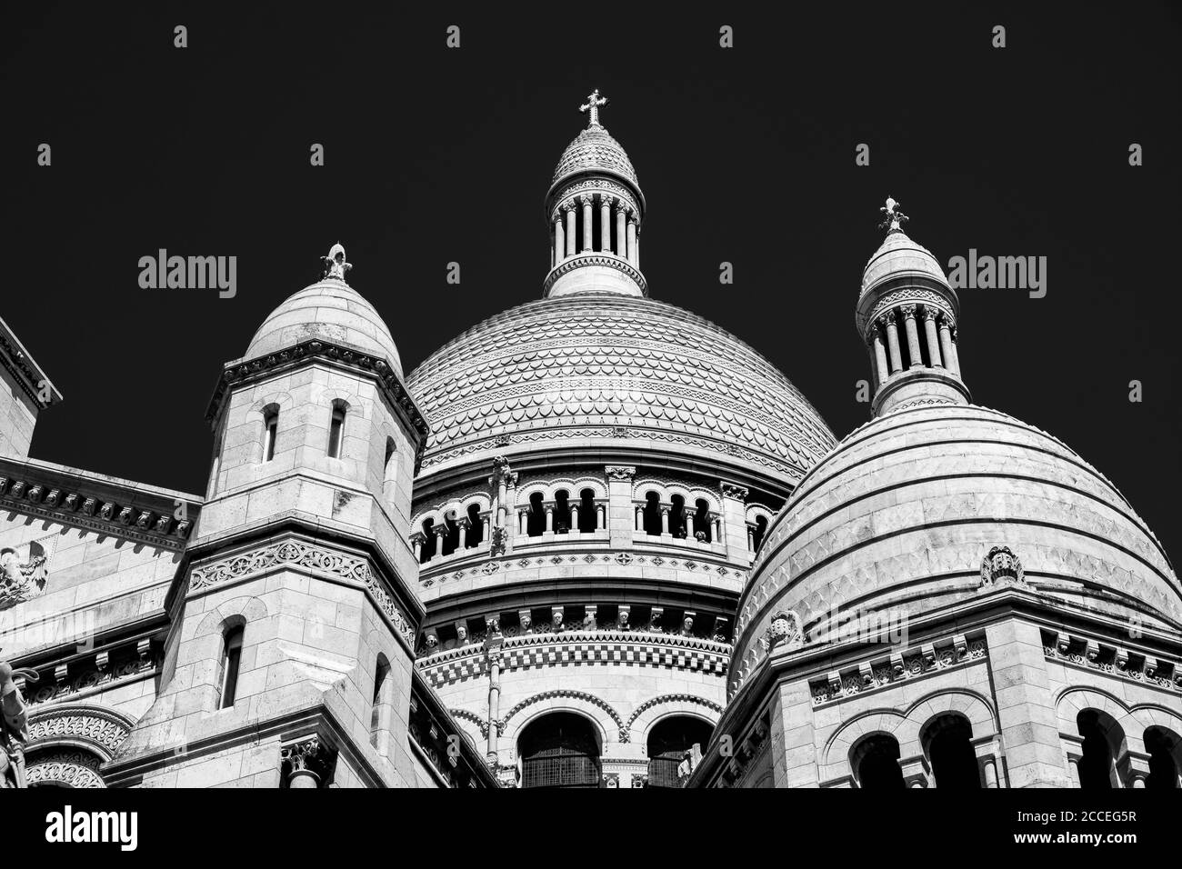 Parigi, Francia, Europa, Montmartre, Sacro cuore, Bianco e Nero, Belle Arti, Foto Stock
