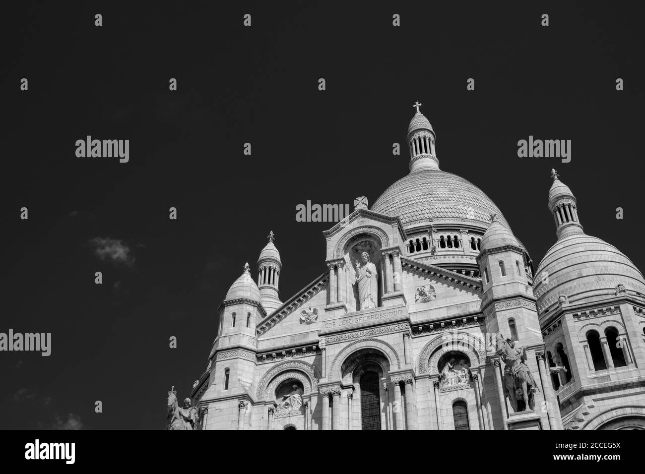 Parigi, Francia, Europa, Montmartre, Sacro cuore, Bianco e Nero, Belle Arti, Foto Stock