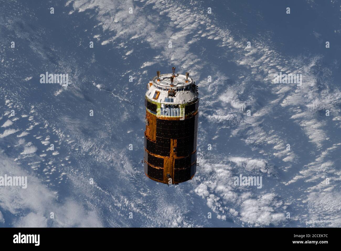 Il Giappone Aerospace Exploration Agency H-II Transfer Vehicle-9 rifornisce la nave galleggia via dal modulo Harmony della Stazione spaziale Internazionale 18 agosto 2020 a Earth Orbit. Foto Stock