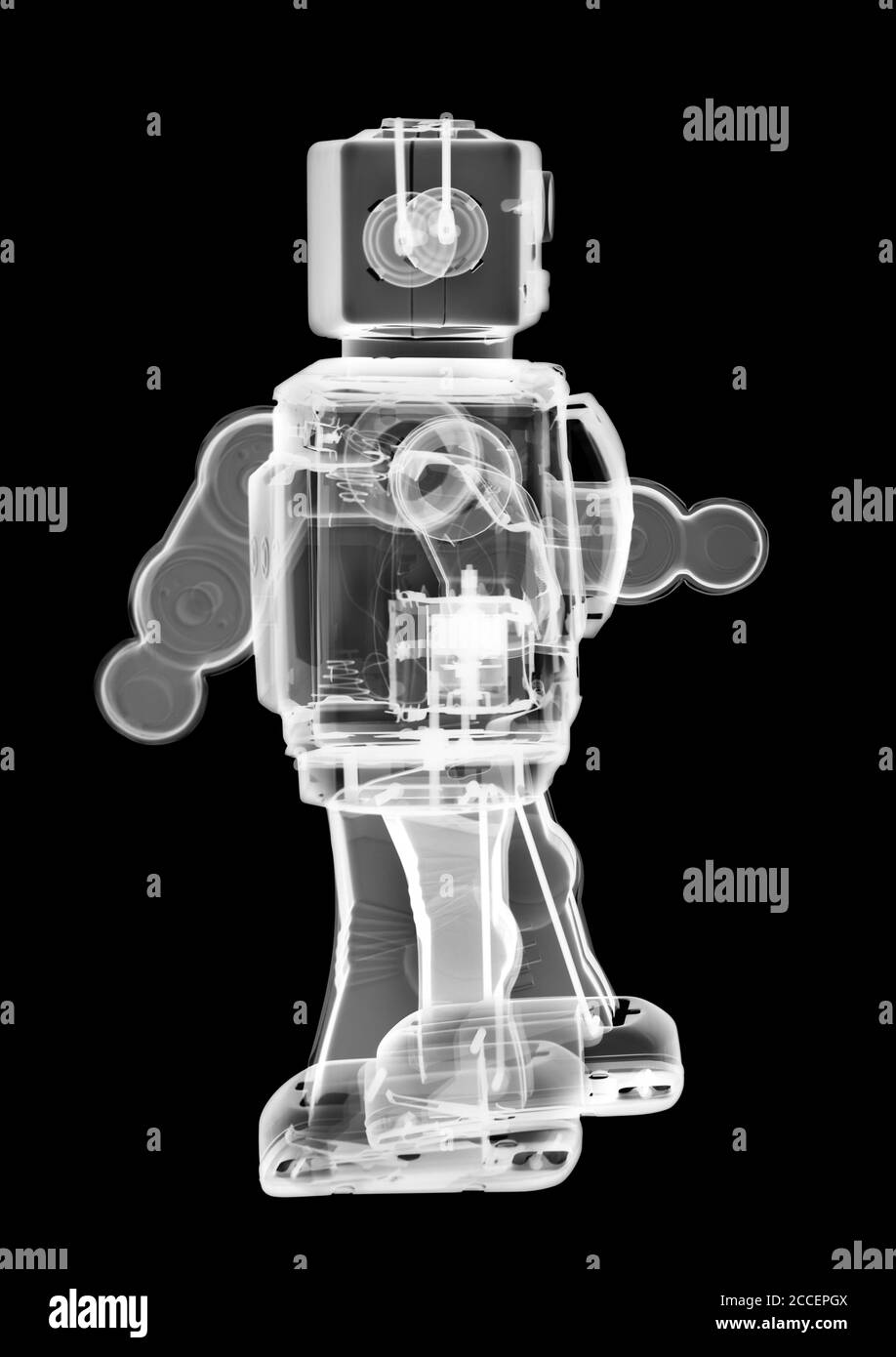 Robot giocattolo, raggi X. Foto Stock