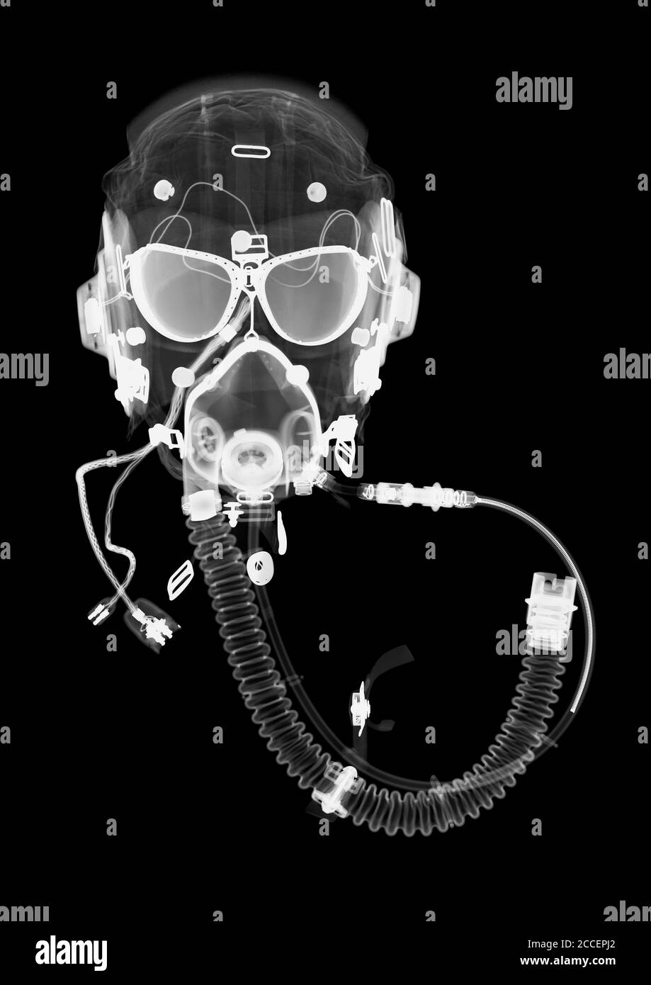 Casco pilota, raggi X. Foto Stock