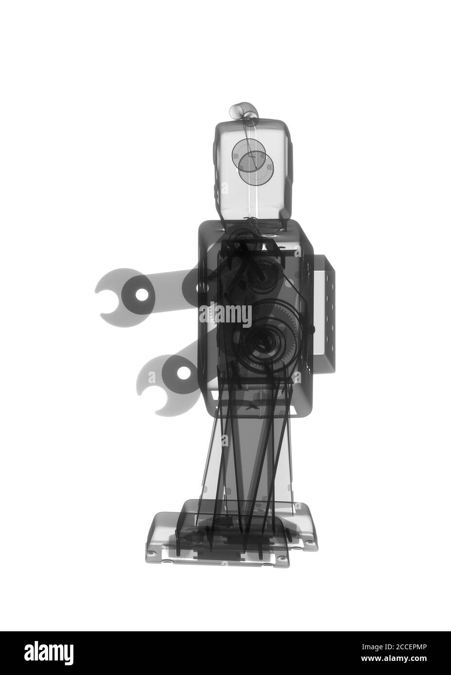 Robot giocattolo avvolgiante, raggi X. Foto Stock