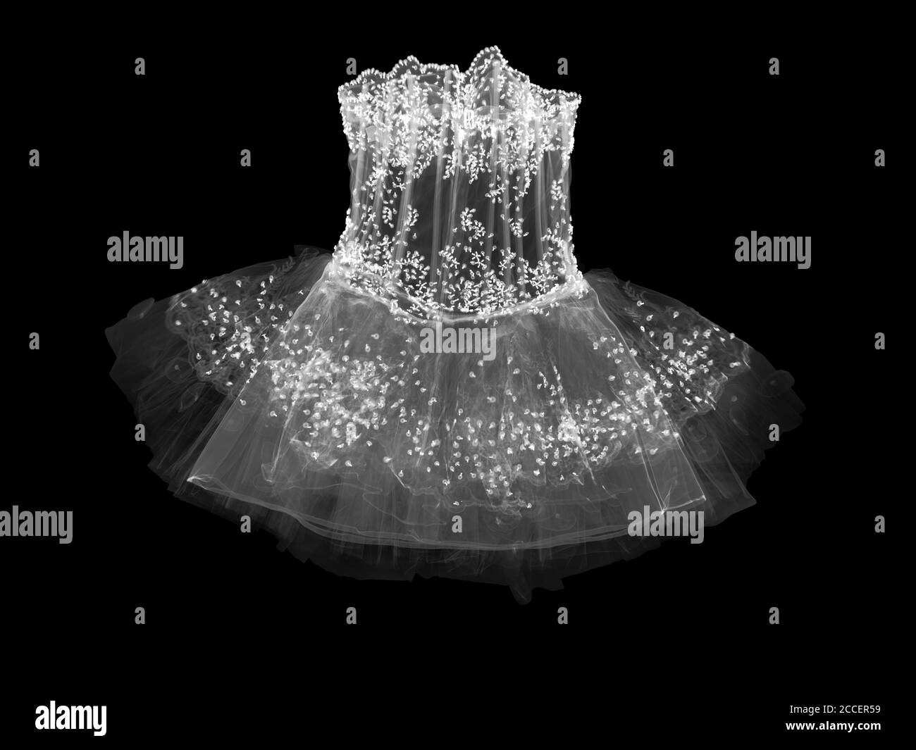 Abito ricamato, raggi X. Foto Stock