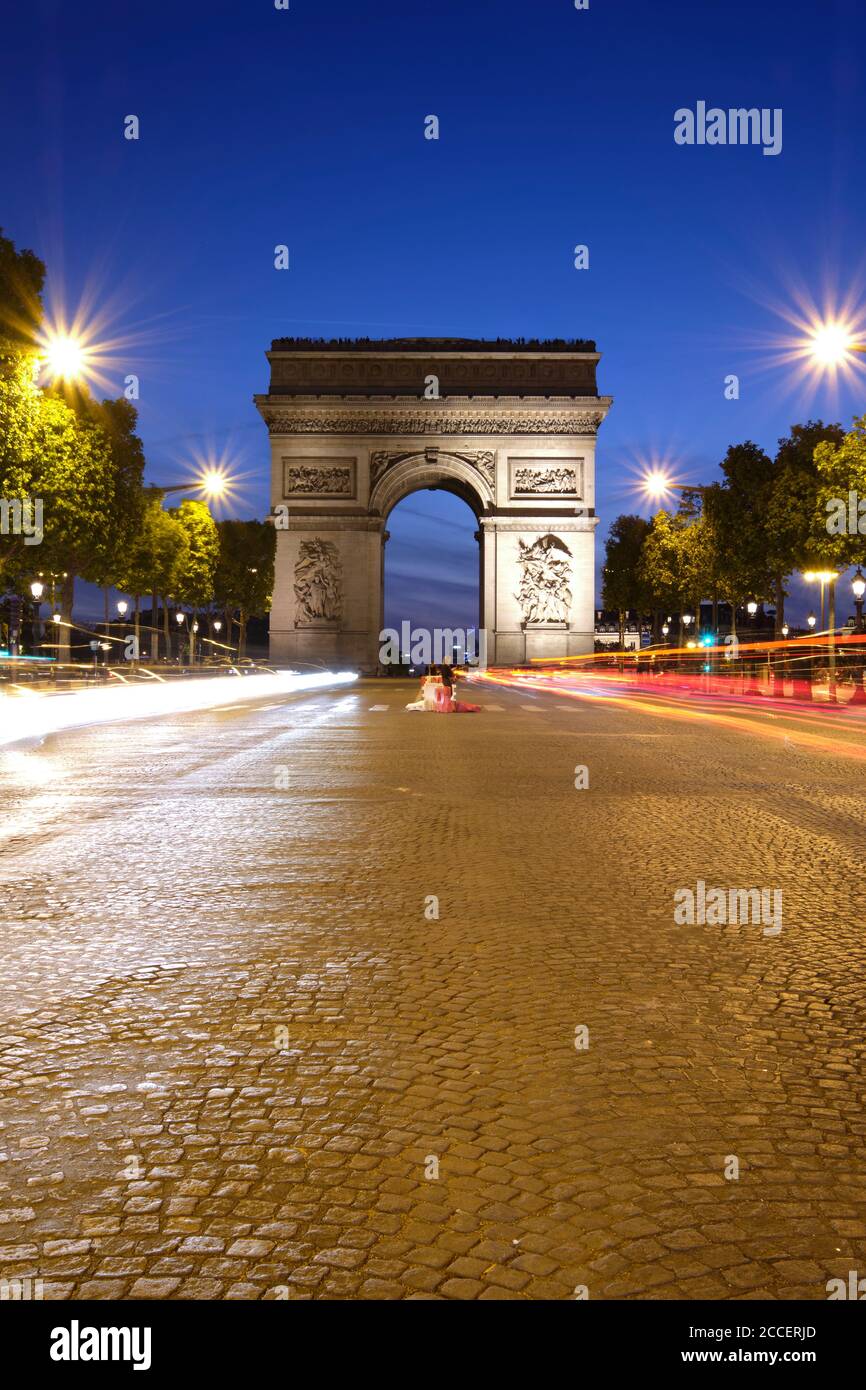 Europa, Francia, Parigi, Arco di Trionfo, Place Charles de Gaulle, Champs Elysees, Foto Stock