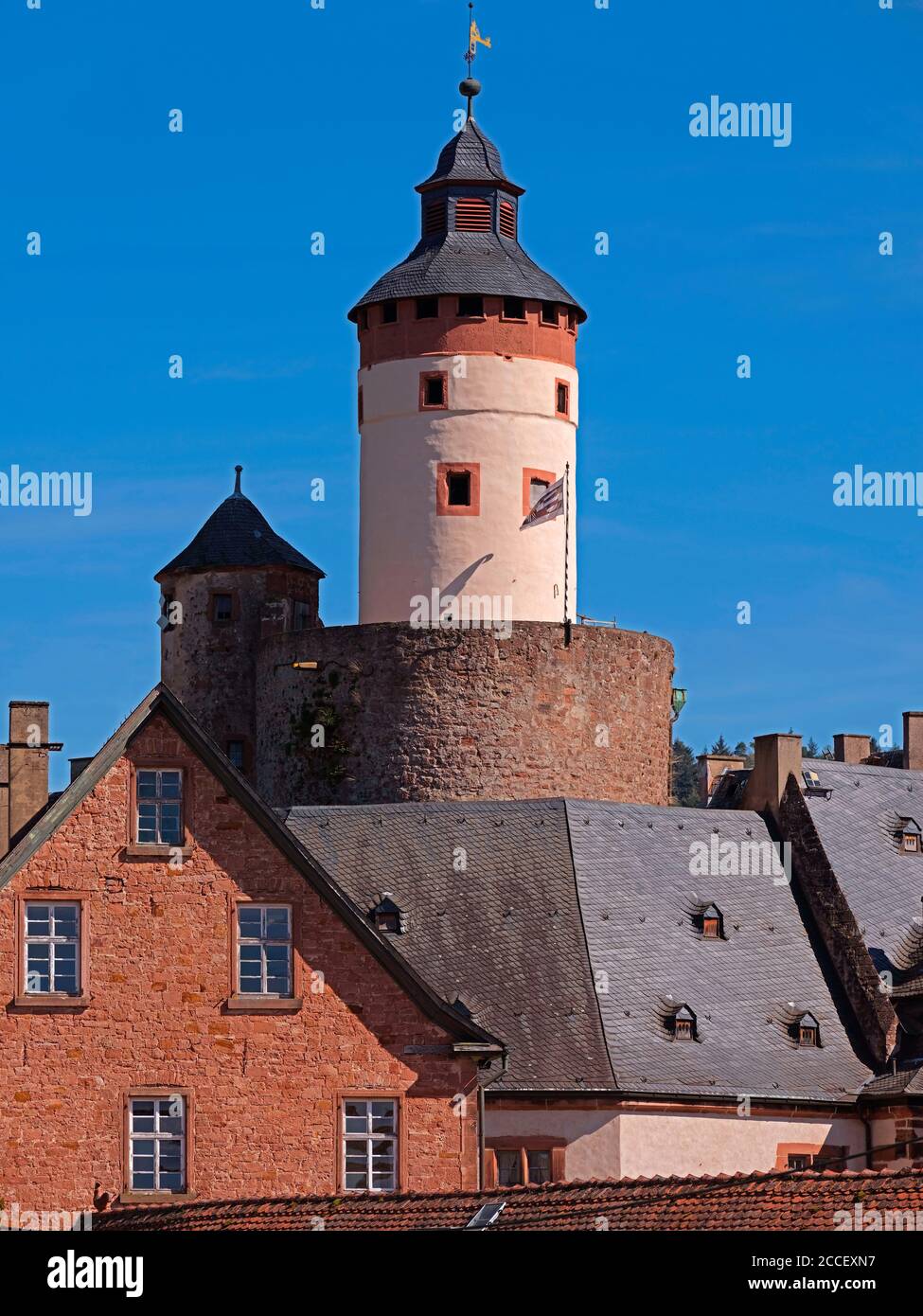 Büdinger Schloss, Bergfried, Grafschaft Ysenburg, Büdingen, Hessen, Germania Foto Stock