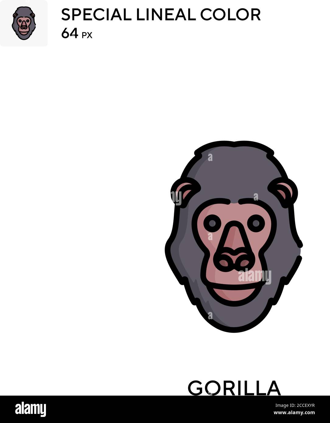 Gorilla icona colore lineare speciale. Modello di disegno simbolo illustrazione per elemento dell'interfaccia utente Web mobile. Illustrazione Vettoriale