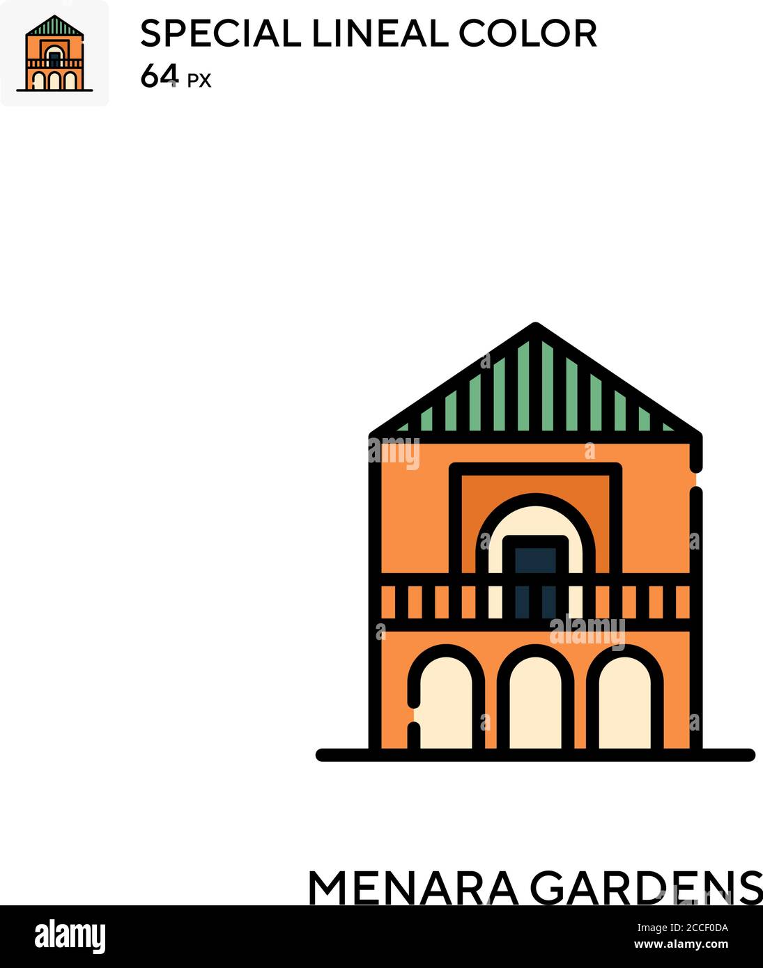 Menara giardini icona di colore lineare speciale. Modello di disegno simbolo illustrazione per elemento dell'interfaccia utente Web mobile. Illustrazione Vettoriale