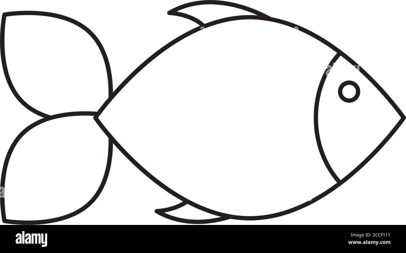 icona pesce su sfondo bianco, stile linea, illustrazione vettoriale Illustrazione Vettoriale
