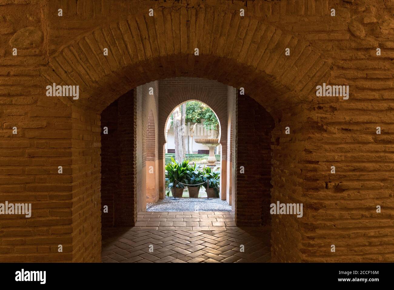 Spagna, Granada, Alhambra, Palacios Nazaries, patio de Lindaraja, giardino Foto Stock