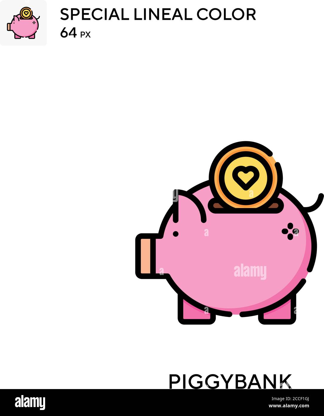 Piggybank icona colore lineare speciale. Modello di disegno simbolo illustrazione per elemento dell'interfaccia utente Web mobile. Illustrazione Vettoriale