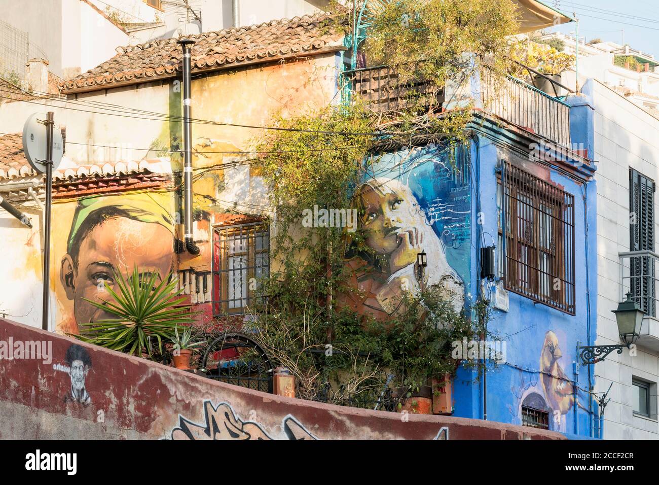 Spagna, Granada, Realejo, arte di strada dell'artista Raul Ruiz Foto Stock