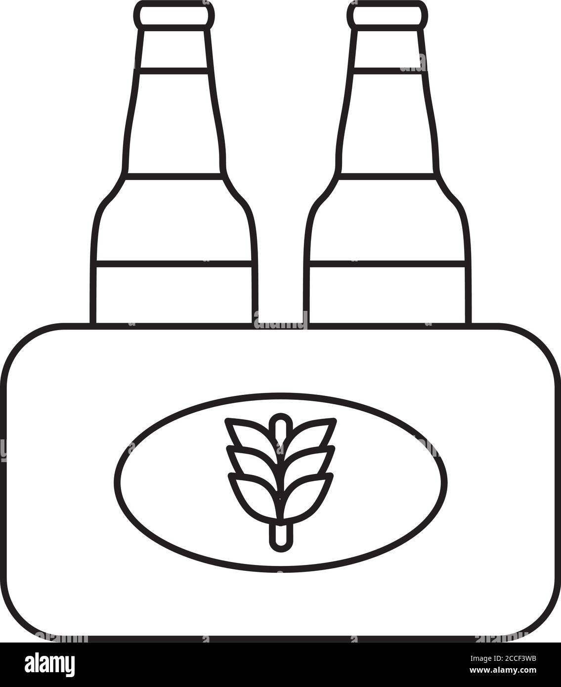 icona delle bottiglie di birra di frumento su sfondo bianco, stile linea, illustrazione vettoriale Illustrazione Vettoriale