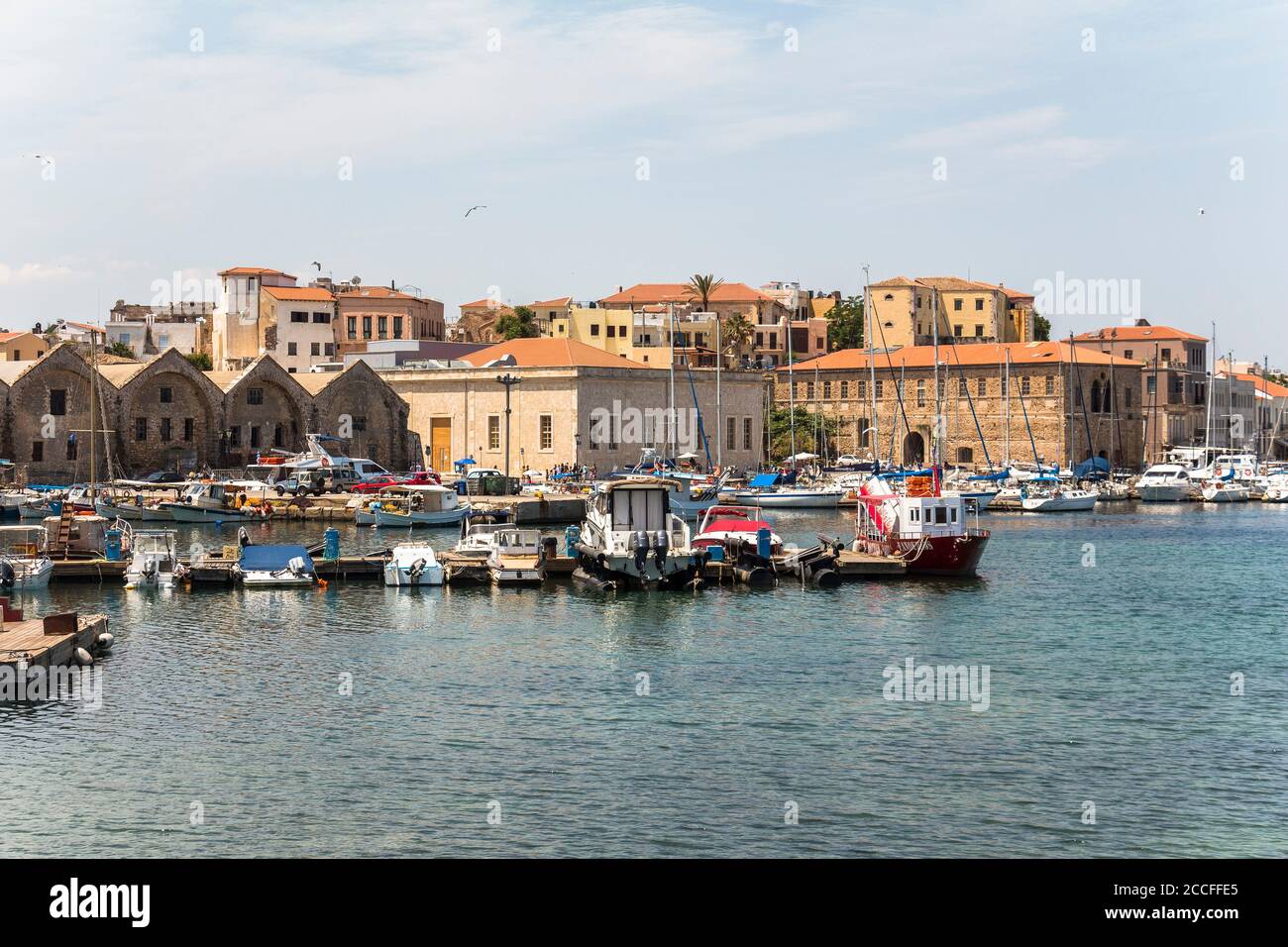 Porto veneziano a Chania, Creta nord-occidentale, Grecia Foto Stock