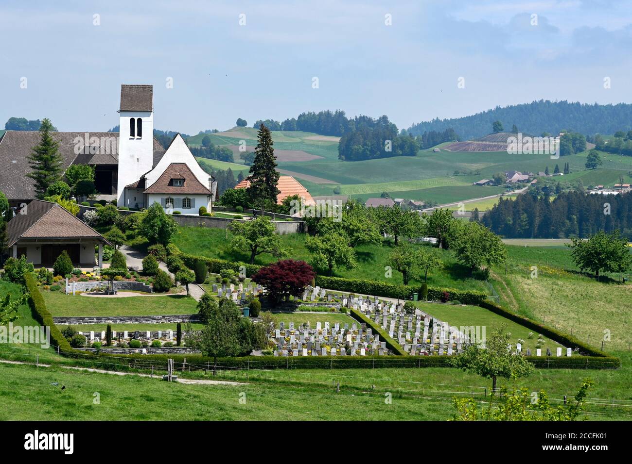 Chiesa evangelica riformata e Cimitero, Affoltern ie, Svizzera Foto Stock