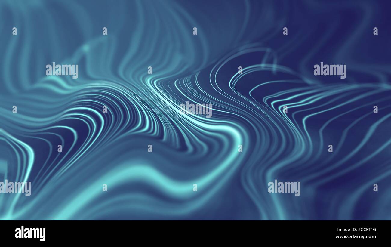 Background astratto di intelligenza artificiale. Tecnologia illustrazione digitale con flusso di linea blu. Elemento futuristico motion graphic. Modello di energia Foto Stock