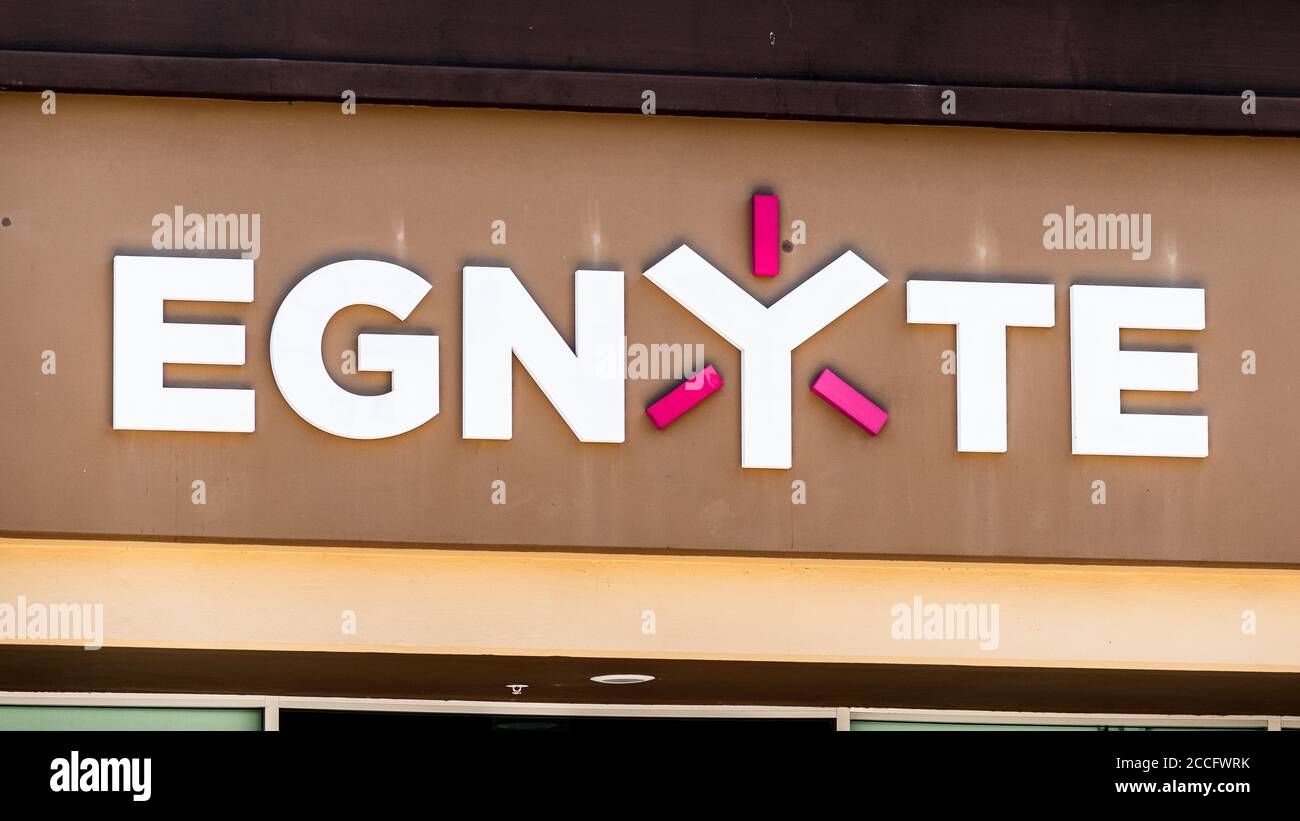 3 agosto 2020 Mountain View / CA / USA - Egnyte firma presso la loro sede della Silicon Valley; Egnyte è una società di software che fornisce un cloud platfor Foto Stock