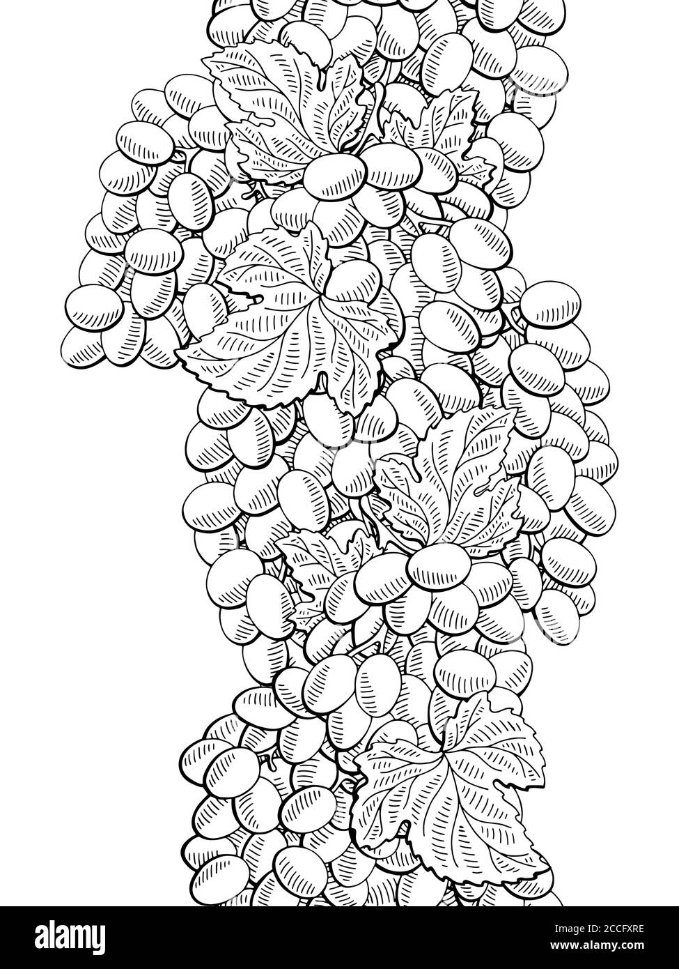 Uva frutta grafica nero bianco senza giunture disegno sfondo illustrazione vettore Illustrazione Vettoriale