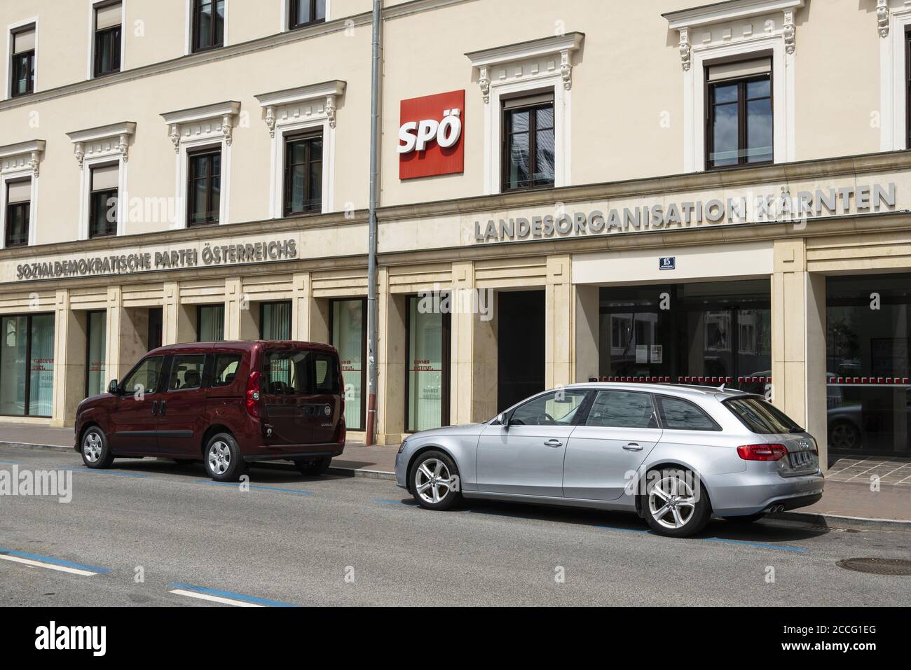 Klagenfurt, Austria. Agosto 2020. Sede della filiale locale del Partito socialdemocratico austriaco Foto Stock