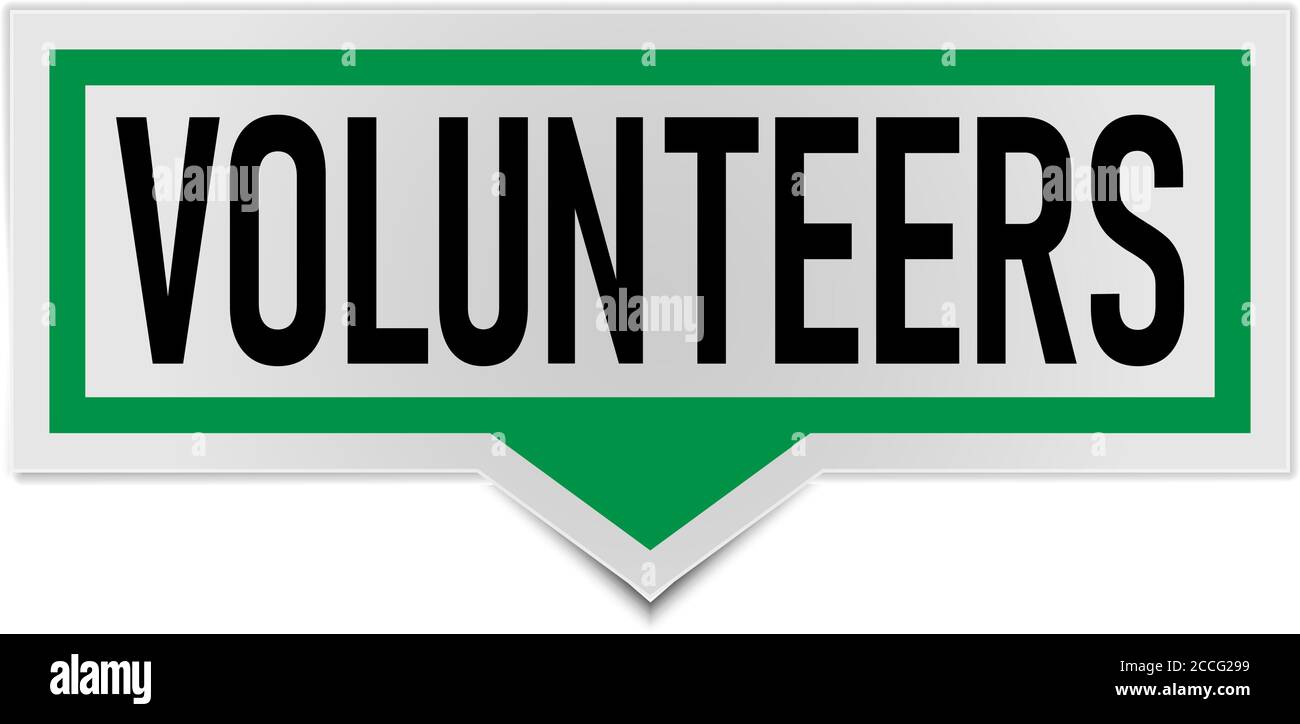 Banner di discorso di carta VERDE con volontario di parola su sfondo bianco. Illustrazione Vettoriale