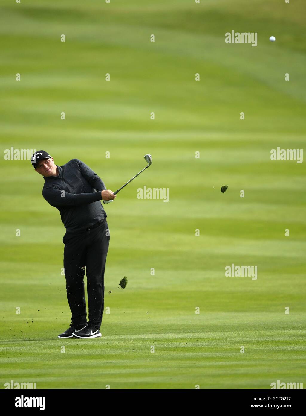 Callum Shinkwin in Inghilterra al quarto verde durante il terzo giorno degli ISP Hana Wales Open al Celtic Manor Resort. Foto Stock