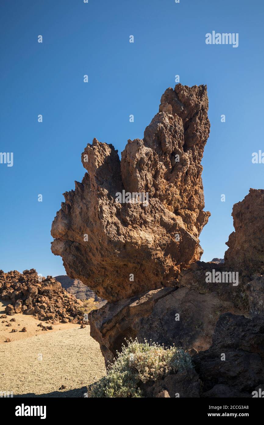 Formazioni rocciose presso il punto di osservazione Minas de San Jose, il Parco Nazionale El Teide, Patrimonio Mondiale dell'UNESCO, Tenerife, Isole Canarie, Spagna Foto Stock