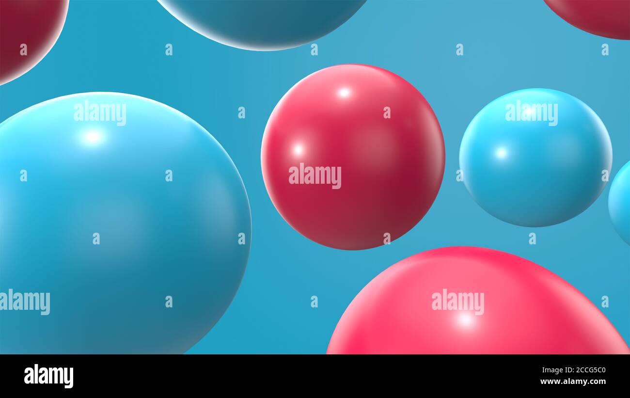 3d rendering sfondo sfera blu e rossa. forma geometrica degli oggetti 3d Foto Stock