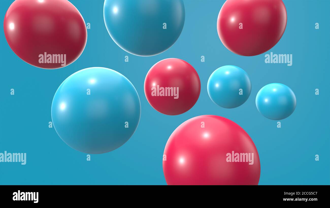 3d rendering sfondo sfera blu e rossa. forma geometrica degli oggetti 3d Foto Stock