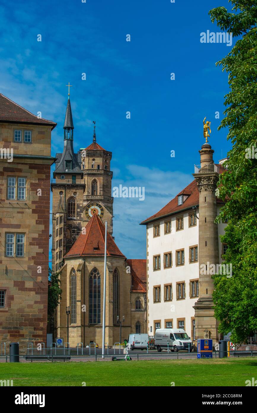 Protestant Chucrch Stiftskirche del 1534 , Stoccarda, Stato federale Baden-Württemberg, Germania del Sud, Europa Foto Stock