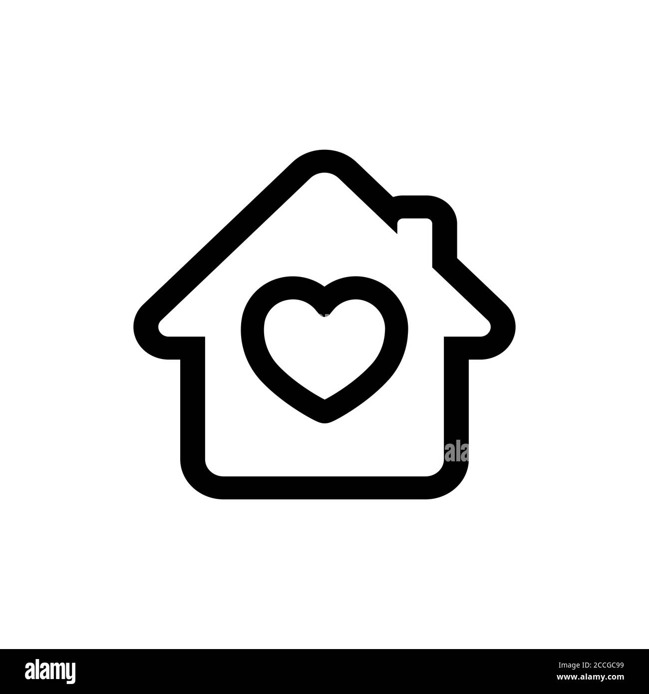 Casa con icona della linea del cuore. Vettore su sfondo bianco isolato. EPS 10 Illustrazione Vettoriale