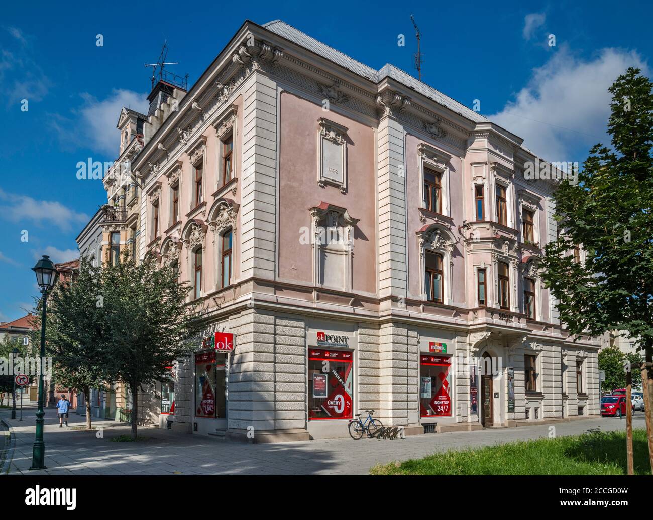 Edificio del tardo 19 ° secolo a Masarykova trida, strada a Opava, Moravo-Slesia Regione, Slesia, Repubblica Ceca Foto Stock