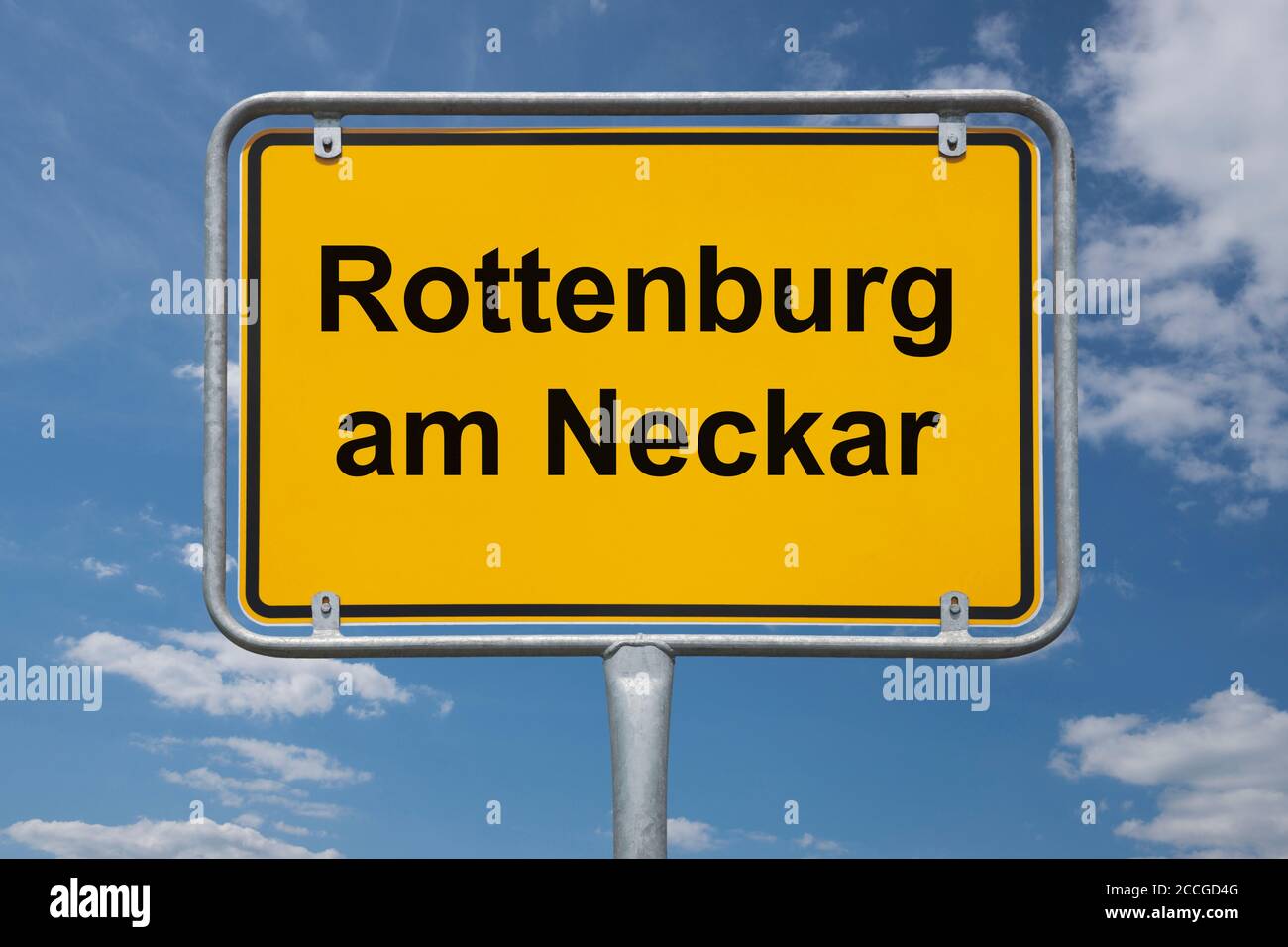 Ortstafel Rottenburg am Neckar, Baden-Württemberg, Deutschland | indicazione della località Rottenburg am Neckar, Baden-Württemberg, Germania, Europa Foto Stock