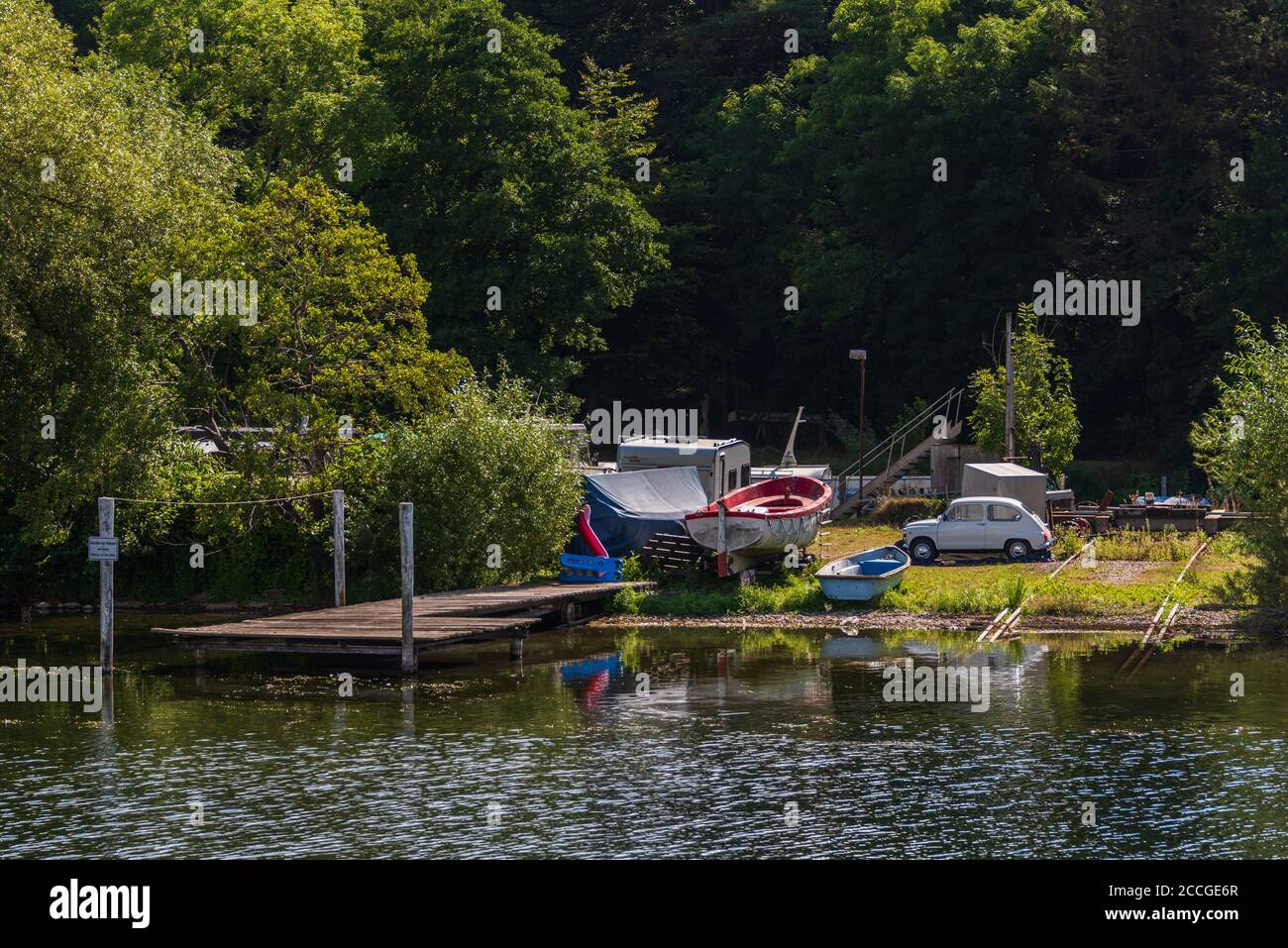 Fotos einer Bootsfahrt auf dem Großen Plöner vedere ein unter Naturschtz stehender See in Schleswig-Holstein Foto Stock