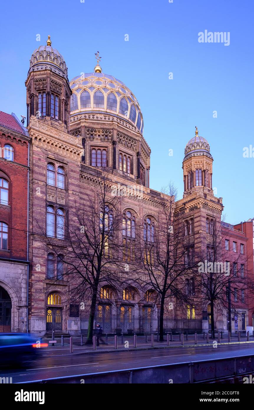 Germania, Berlino, Nuova Sinagoga su Oranienburger Strasse. Foto Stock