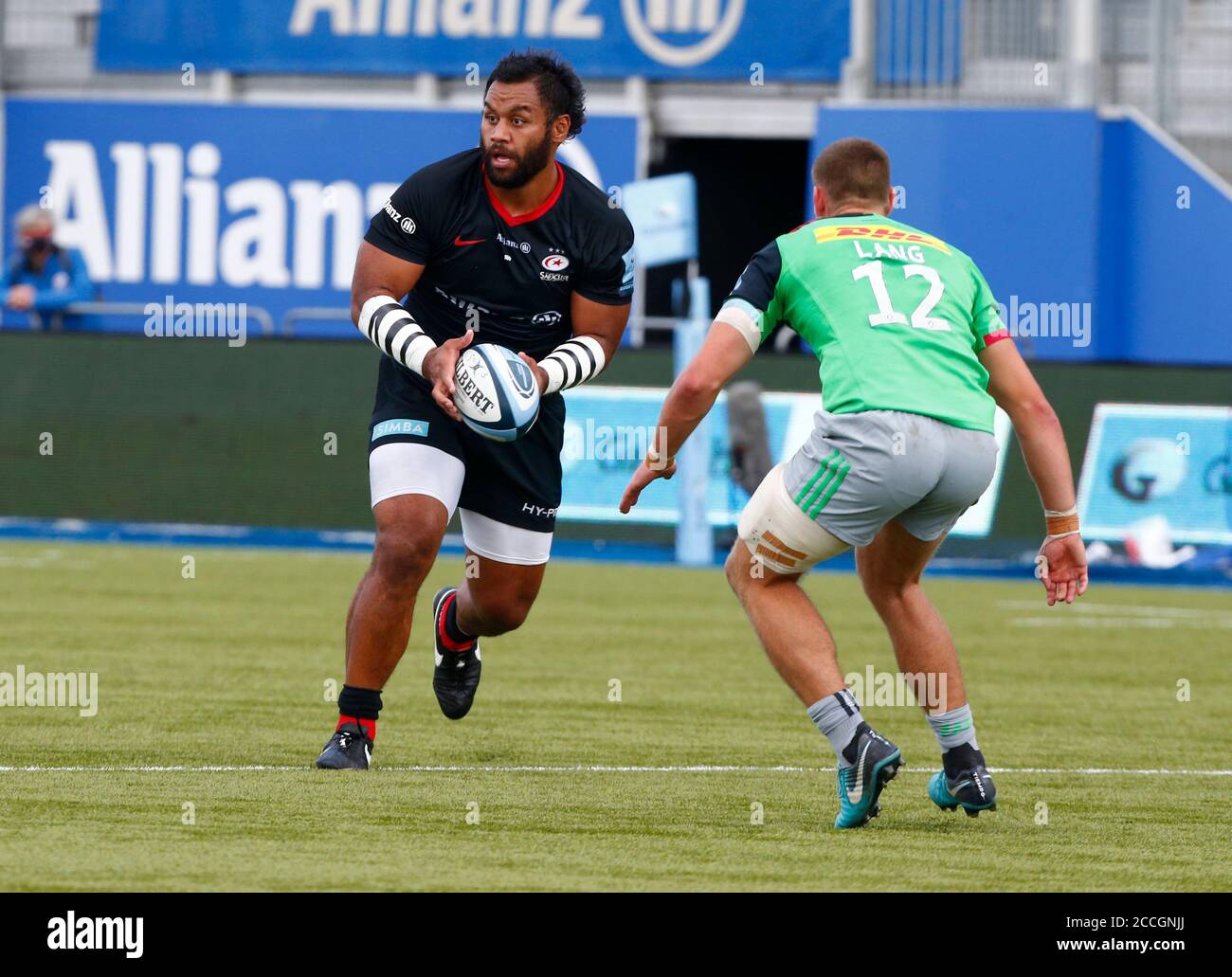 HENDON, Regno Unito, 22 AGOSTO: Billy Vinipola di Saracens durante il Gallagher Premiership Rugby tra Saracens e Harlequins allo stadio Allianz Park, Hendonon 22 agosto, 2020 Credit: Action Foto Sport/Alamy Live News Foto Stock