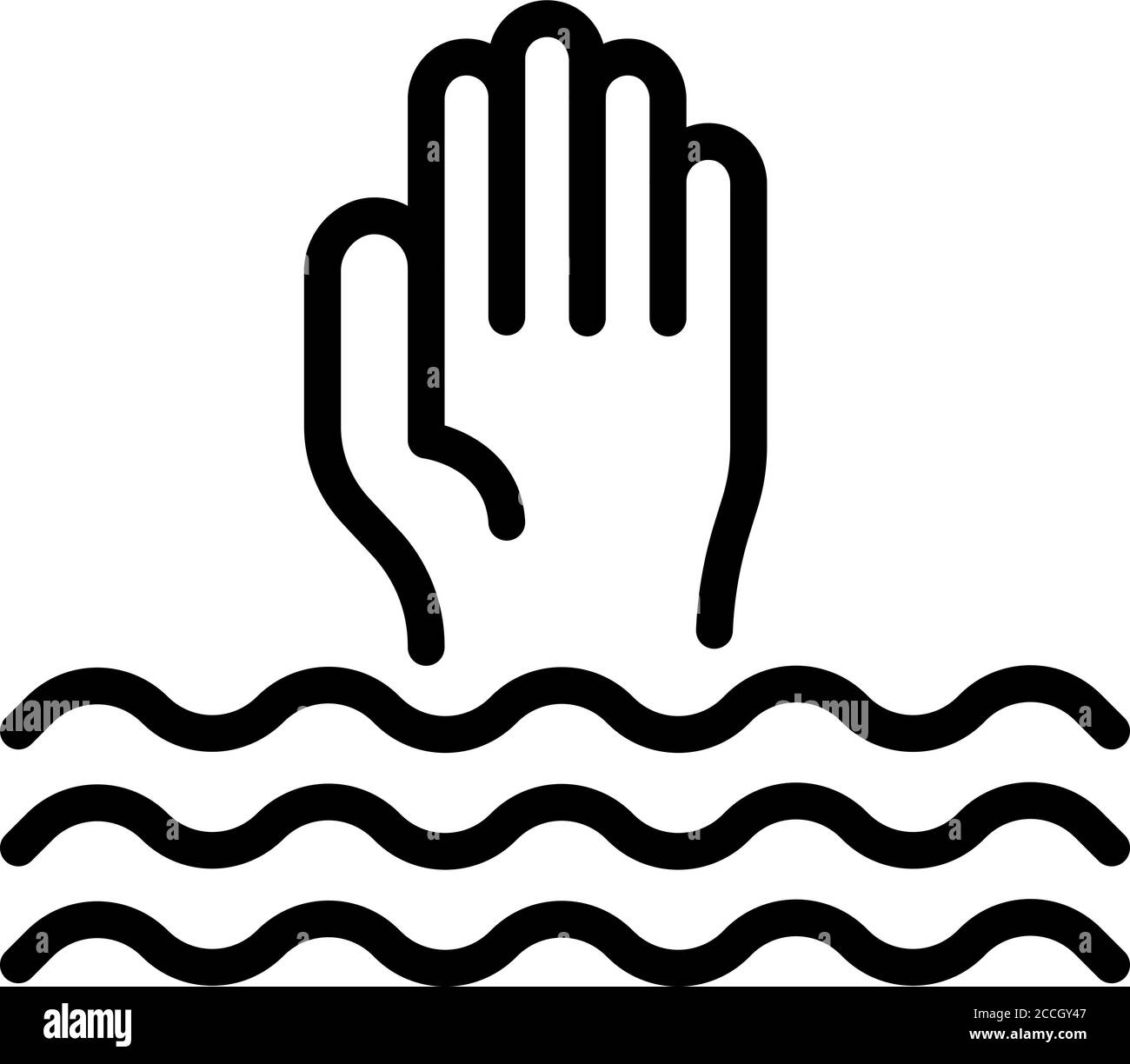 Icona uomo annegato, stile contorno Illustrazione Vettoriale