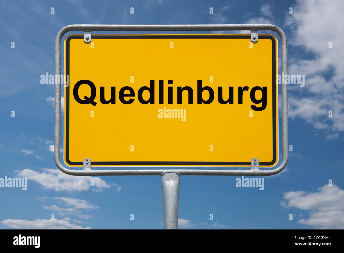 Ortstafel Quedlinburg, Sachsen-Anhalt, Deutschland | indicazione località Quedlinburg, Sassonia-Anhalt, Germania, Europa Foto Stock