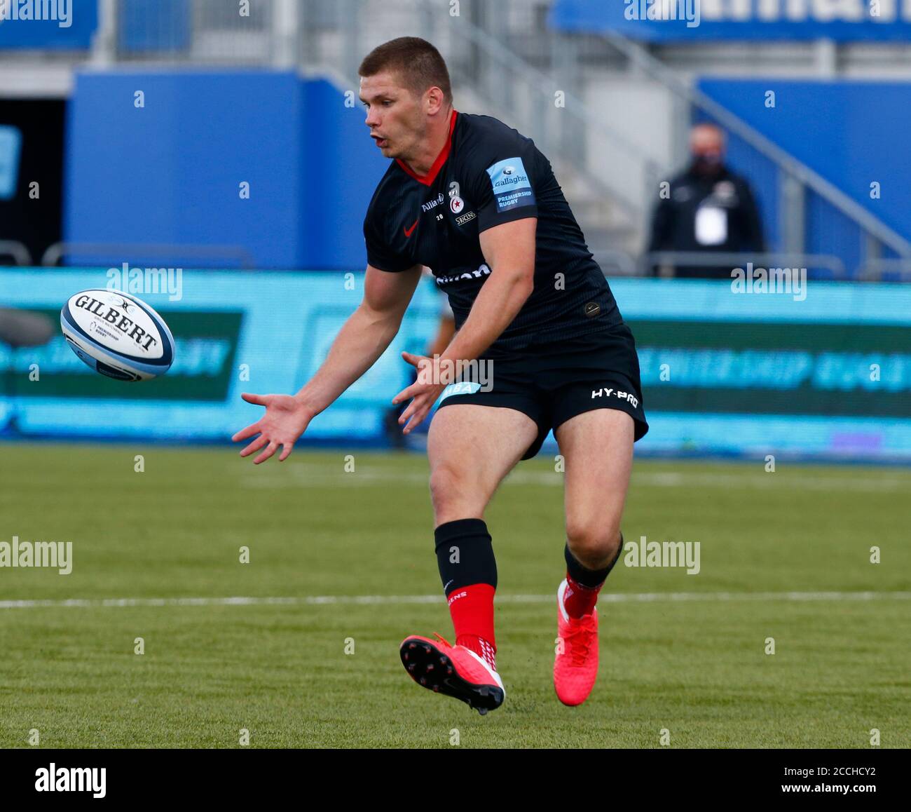 HENDON, Regno Unito, 22 AGOSTO: Owen Farrell di Saracens durante il Gallagher Premiership Rugby tra Saracens e Harlequins allo stadio Allianz Park, Hendonon 22 agosto, 2020 Credit: Action Foto Sport/Alamy Live News Foto Stock