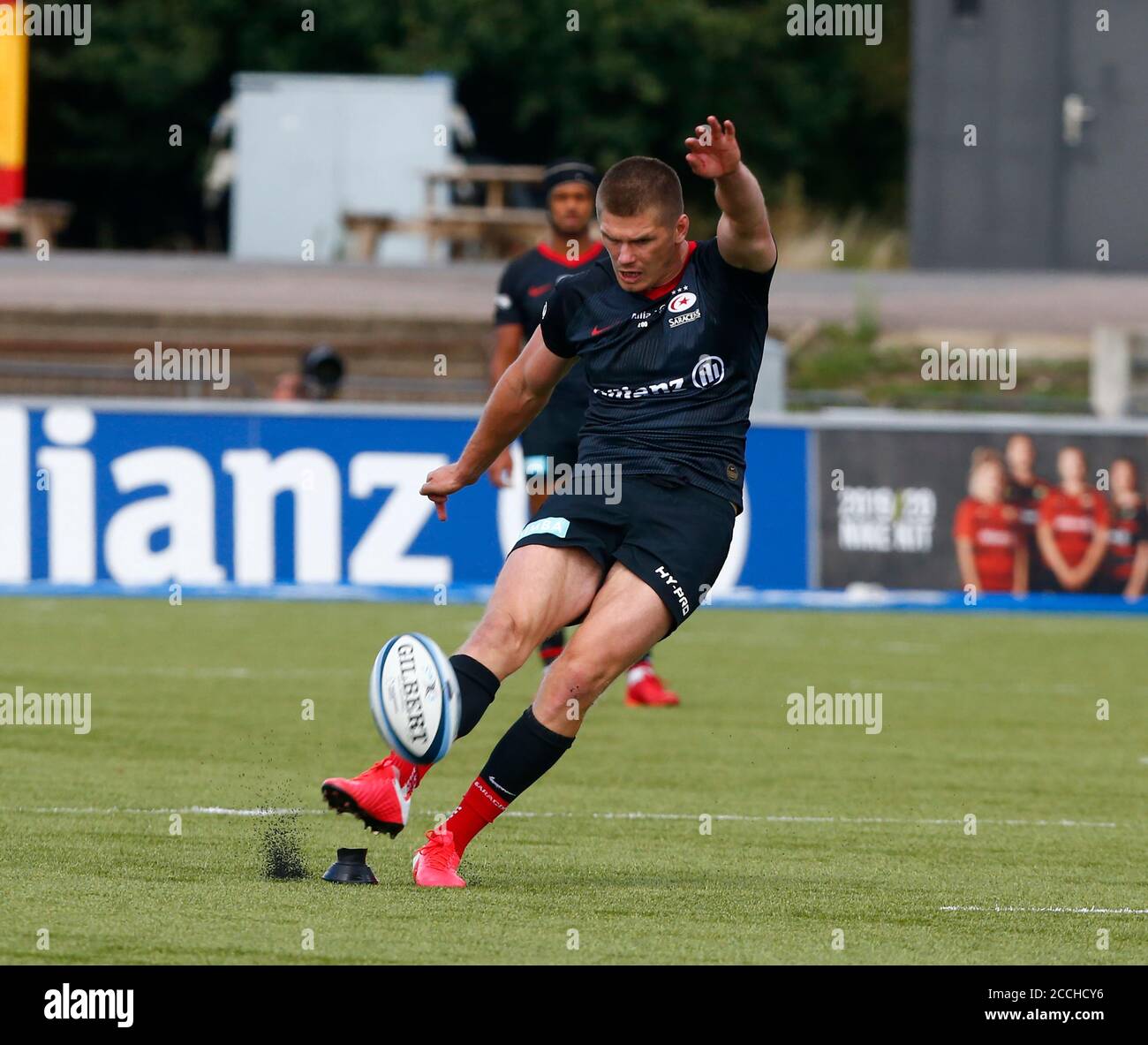 HENDON, Regno Unito, 22 AGOSTO: Owen Farrell di Saracens durante il Gallagher Premiership Rugby tra Saracens e Harlequins allo stadio Allianz Park, Hendonon 22 agosto, 2020 Credit: Action Foto Sport/Alamy Live News Foto Stock