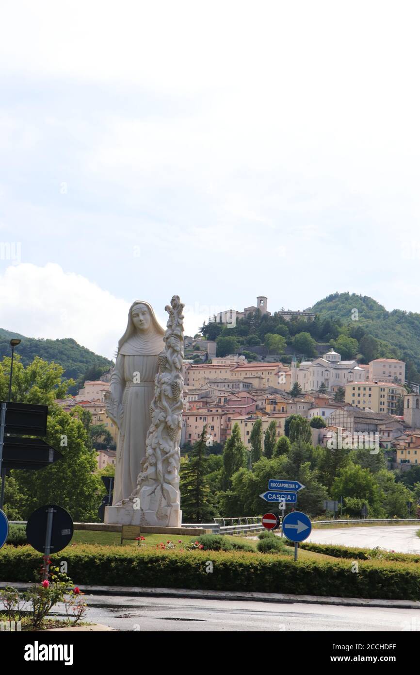 Statua di Santa Rita, Santa di Cascia Umbria Foto Stock
