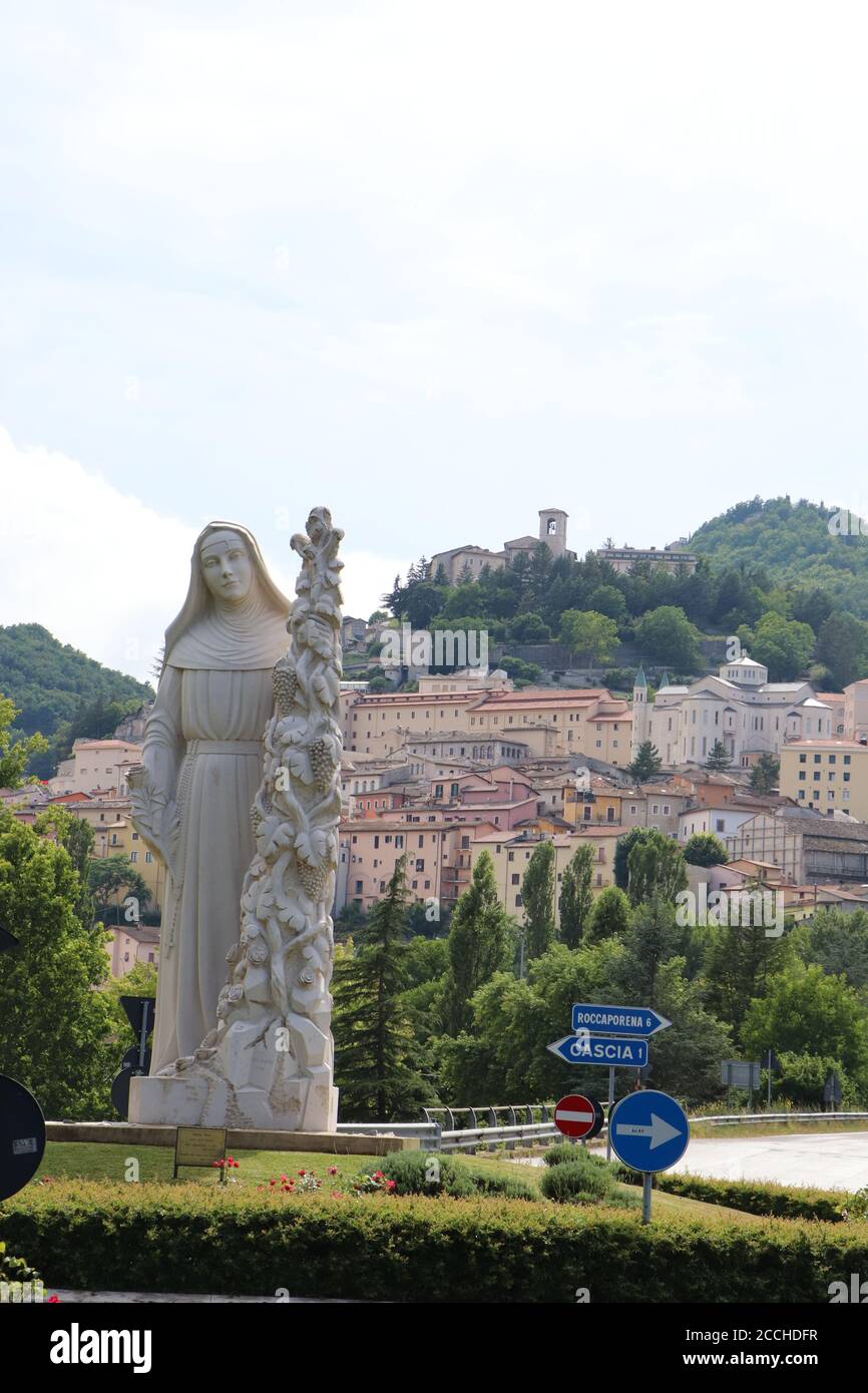 Statua di Santa Rita, Santa di Cascia Umbria Foto Stock