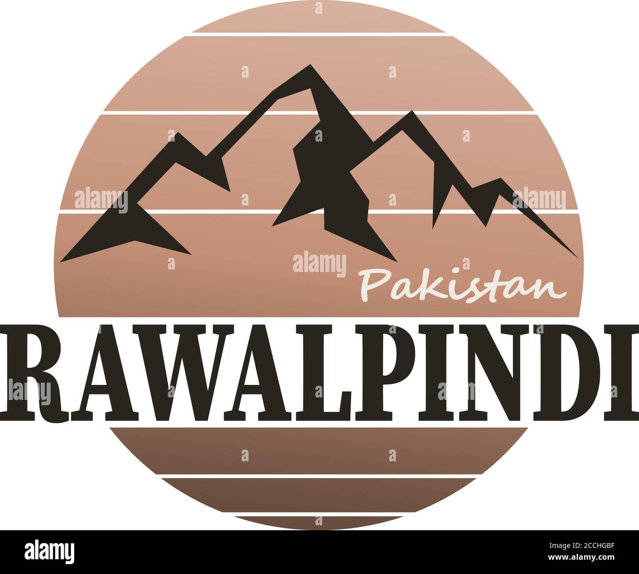 Rawalpindi Pakistan timbro geografico. Etichetta della città o del paese, cartello. Illustrazione Vettoriale