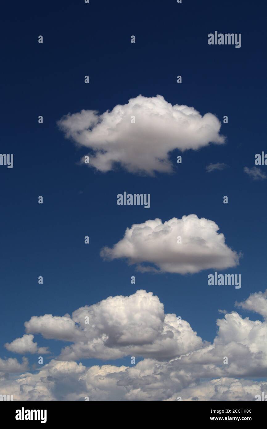 Le nuvole di Cumulus galleggiano nel cielo sopra il sud-ovest americano. Foto Stock