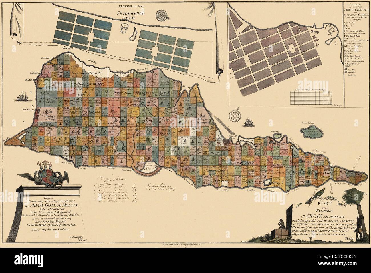 Mappa di St Croix 1767 Foto Stock