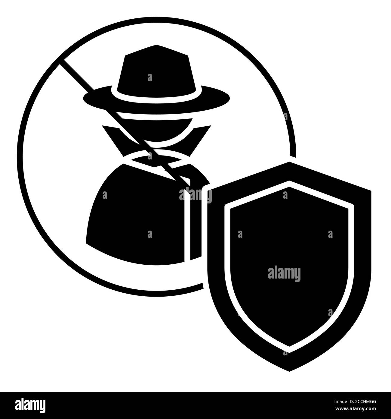 Icona Glyph di protezione dagli spyware Foto Stock