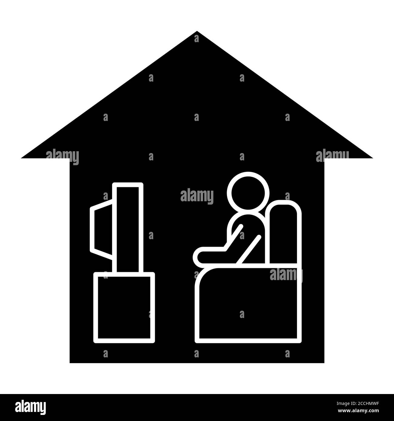 Rimani a casa Corona Glyph icona Foto Stock